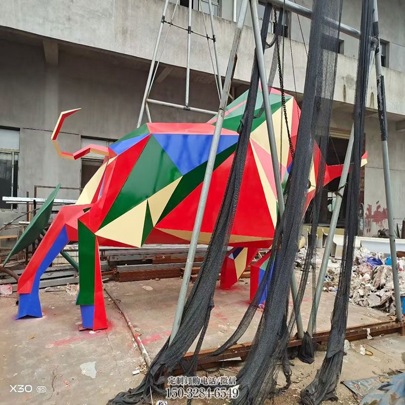 空间几何牛雕塑 户外抽象雕塑摆放精选 动物雕塑工艺服务商